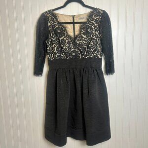 Eliza J. Black Lace V-Neck Elbow Sleeve Dress P7